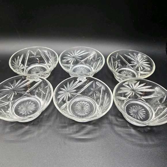 6 Anchor Hocking Prescut Starburst Custard Dessert Fruit Oatmeal Cups - Picture 3 of 5